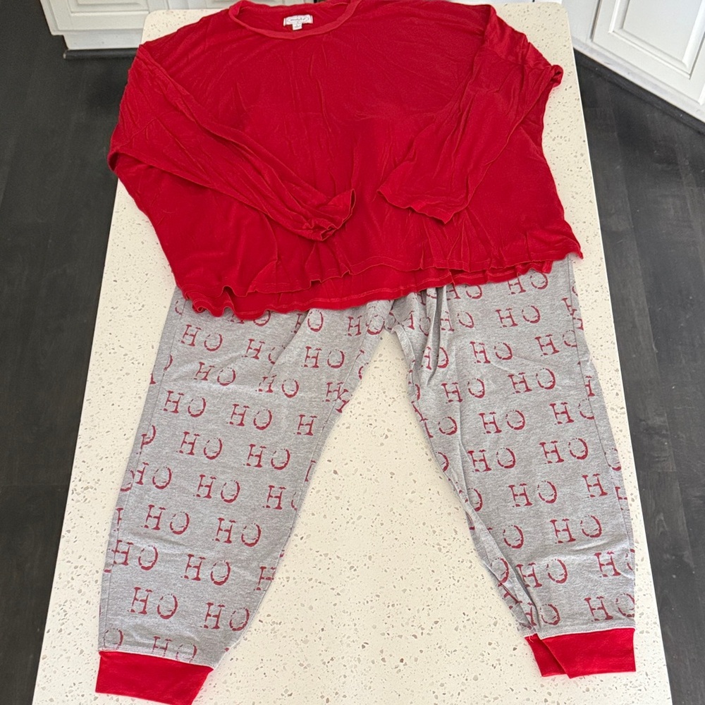 Mud Pie Red and Gray Women's Pajama Set